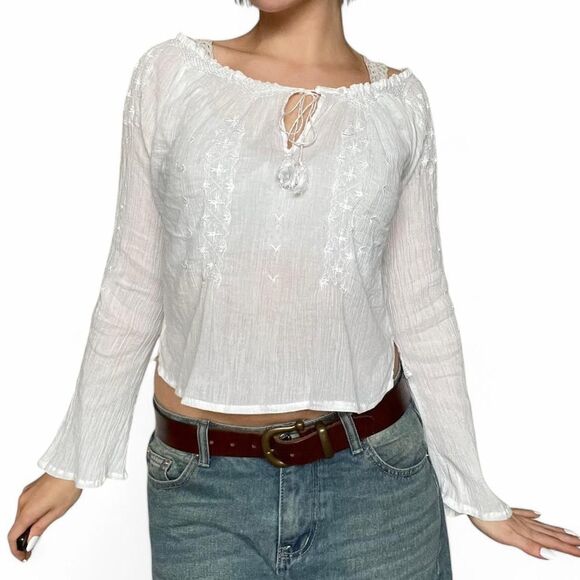Y2K Guess Jeans Dainty White Blouse Top - Picture 4 of 7